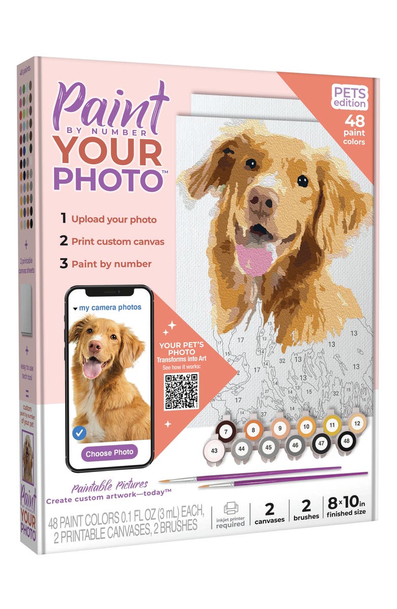 Paintable Pictures Paint Your Photo by Number Activity Set, Main, color, Pets