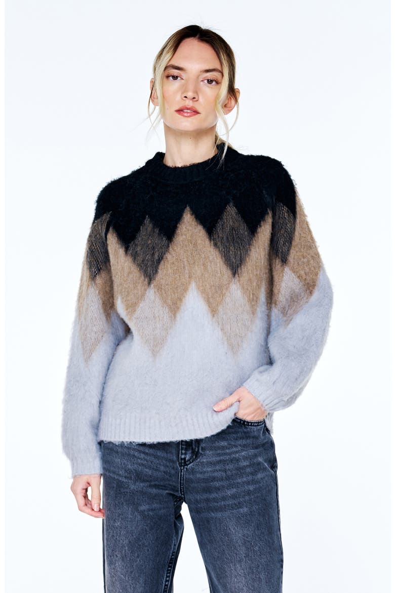 Katy Geometric Sweater, Alternate, color, GREY MULTI
