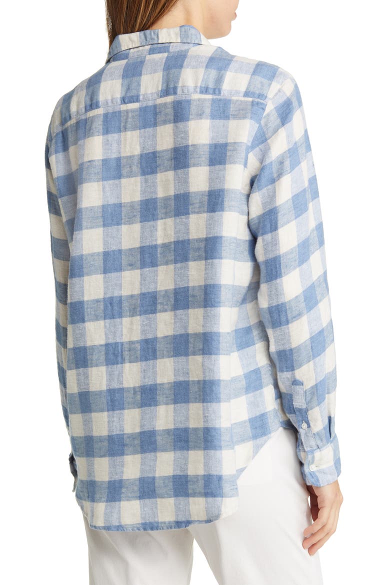 Eileen Plaid Relaxed Button-Up Linen Shirt, Alternate, color, LARGE BLUE WINTER WHITE