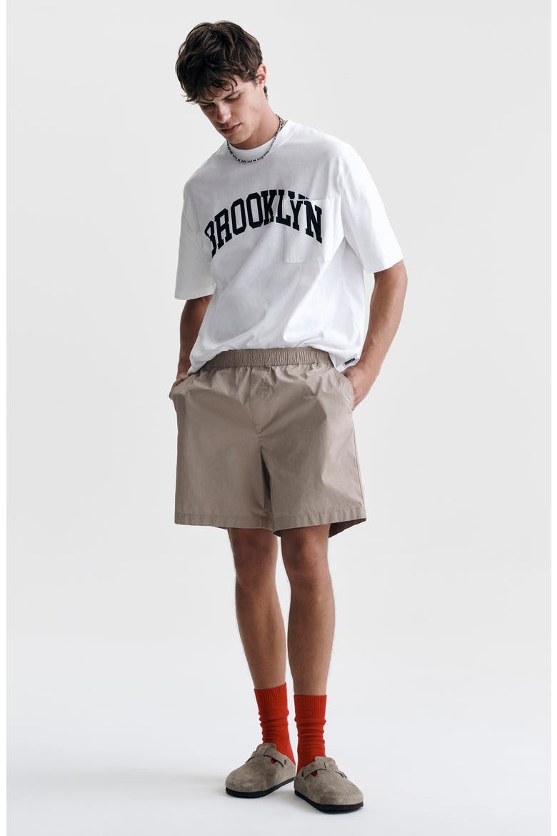 Loose Fit Cotton Elastic Waist Shorts, Alternate, color, SHITAKE