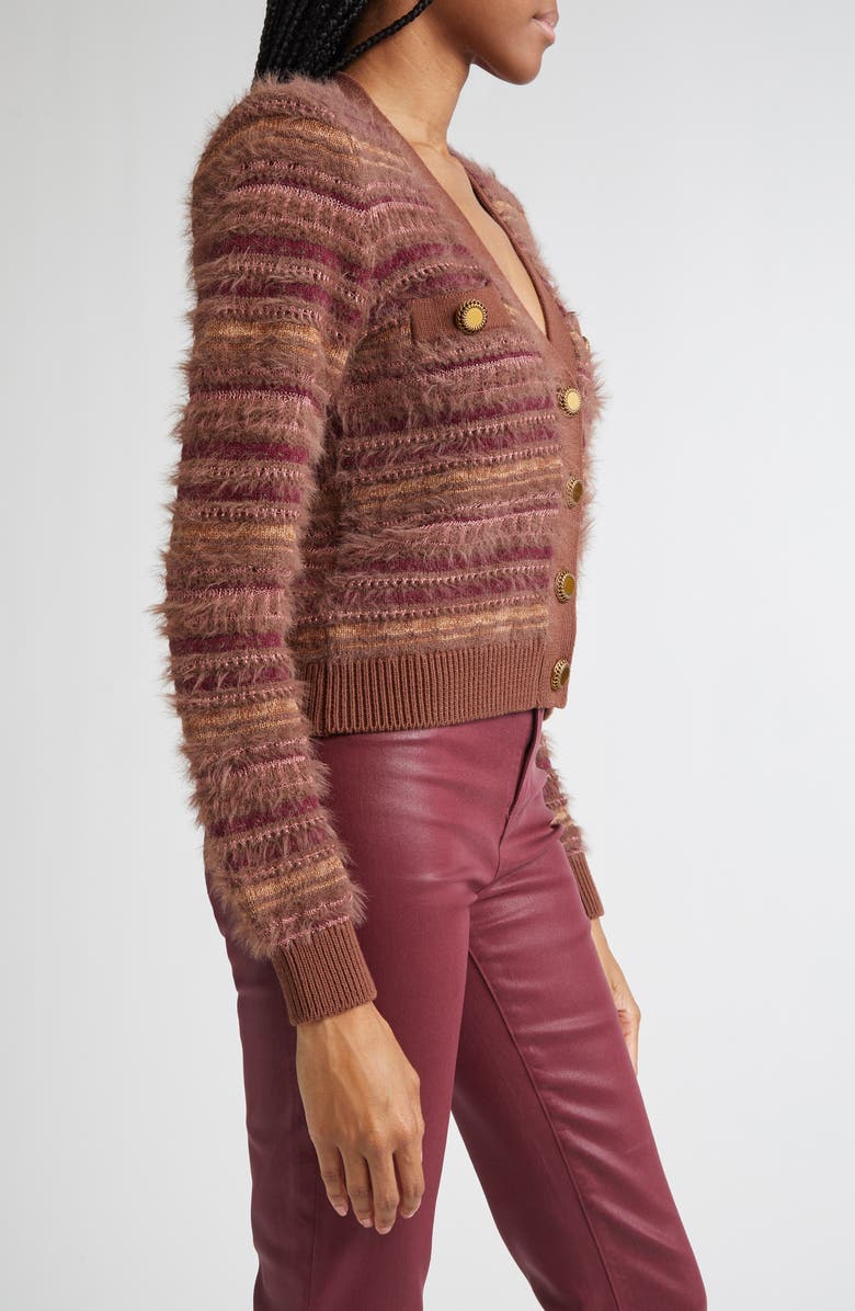 L'AGENCE Ariadne Mix Stitch Cardigan, Alternate, color, Natural/ Mauve Multi