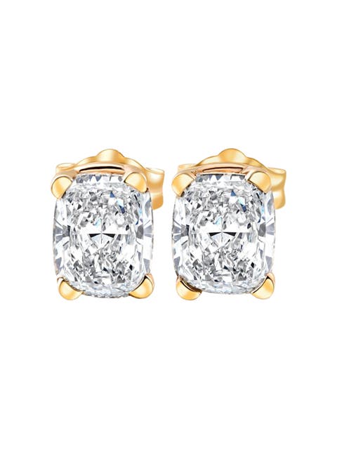2Ct TW Cushion Cut Diamond Studs 14k Gold Lab Grown