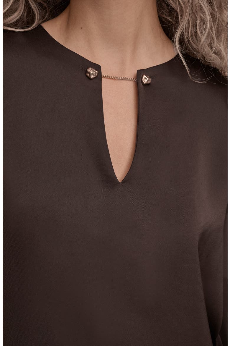 Chain Detail Long Sleeve Top, Alternate, color, CHOCOLATE PLUM