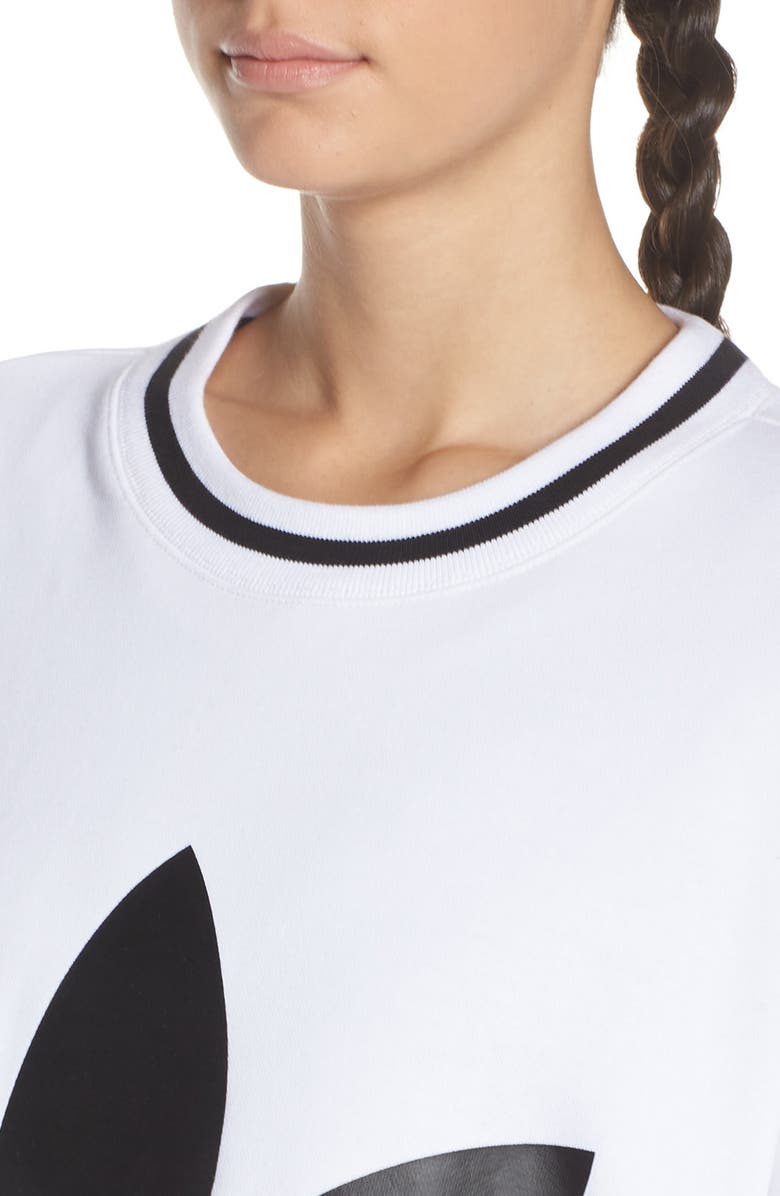 adidas Originals Crop Logo Graphic Sweater, Alternate, color,