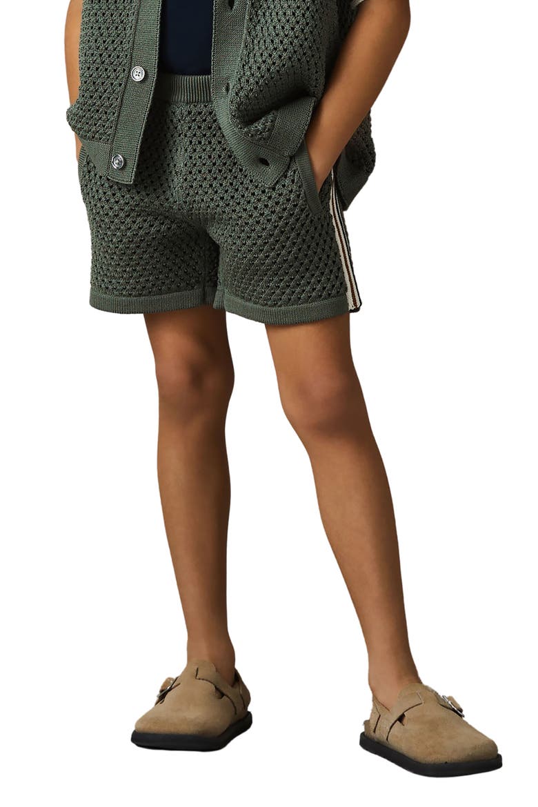 Kids' Creek Sr. Open Stitch Knit Shorts, Alternate, color, DARK SAGE