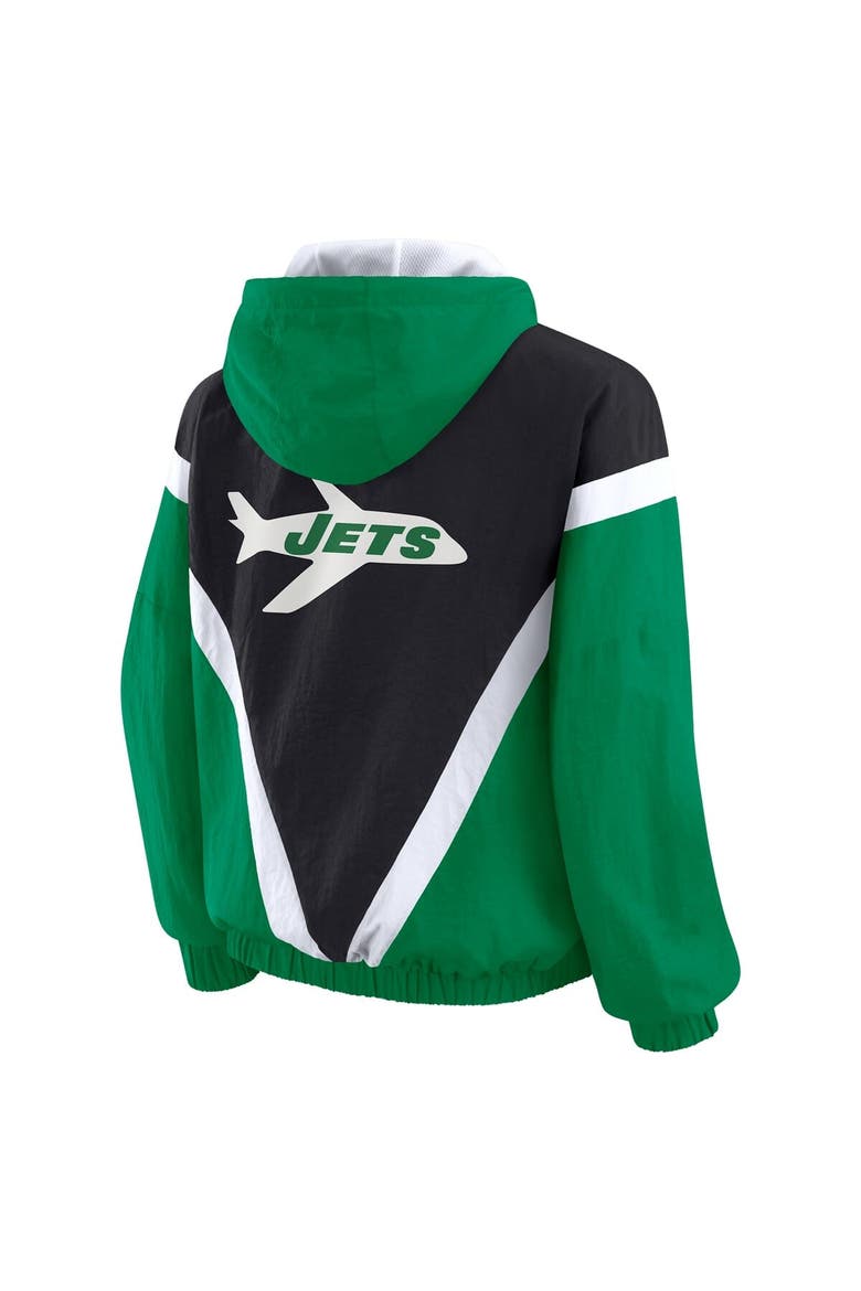 Women's WEAR by Erin Andrews Kelly Green/Black New York Jets Retro Crinkle Full-Zip Hoodie Windbreaker, Alternate, color, Kelly Green