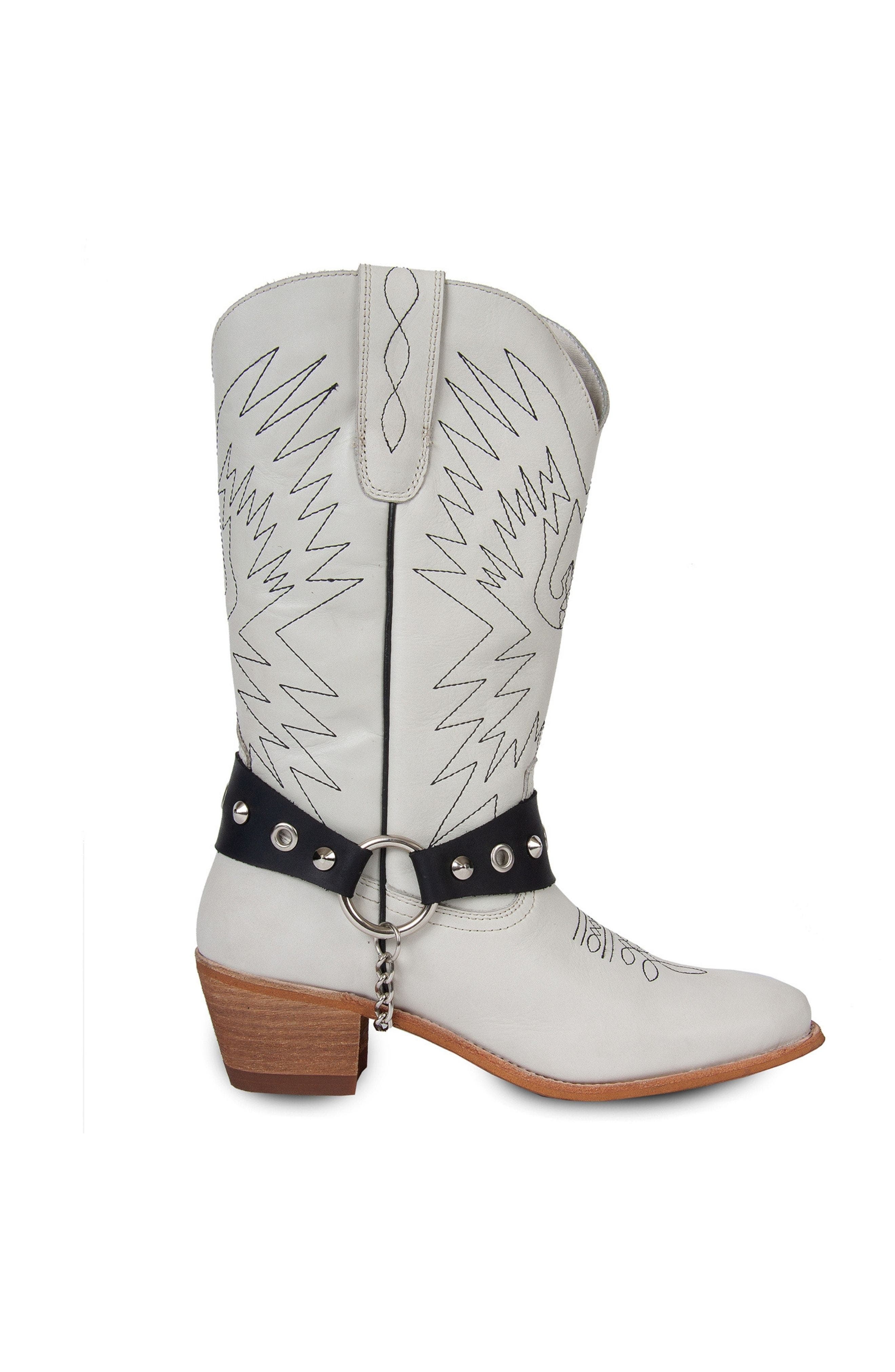 Cowboy Leather Boots, Alternate, color, White