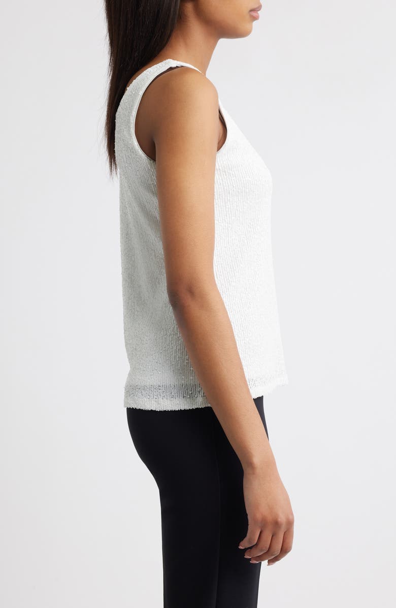 Anne Klein Sequin Double Scoop Neck Mesh Tank, Alternate, color,