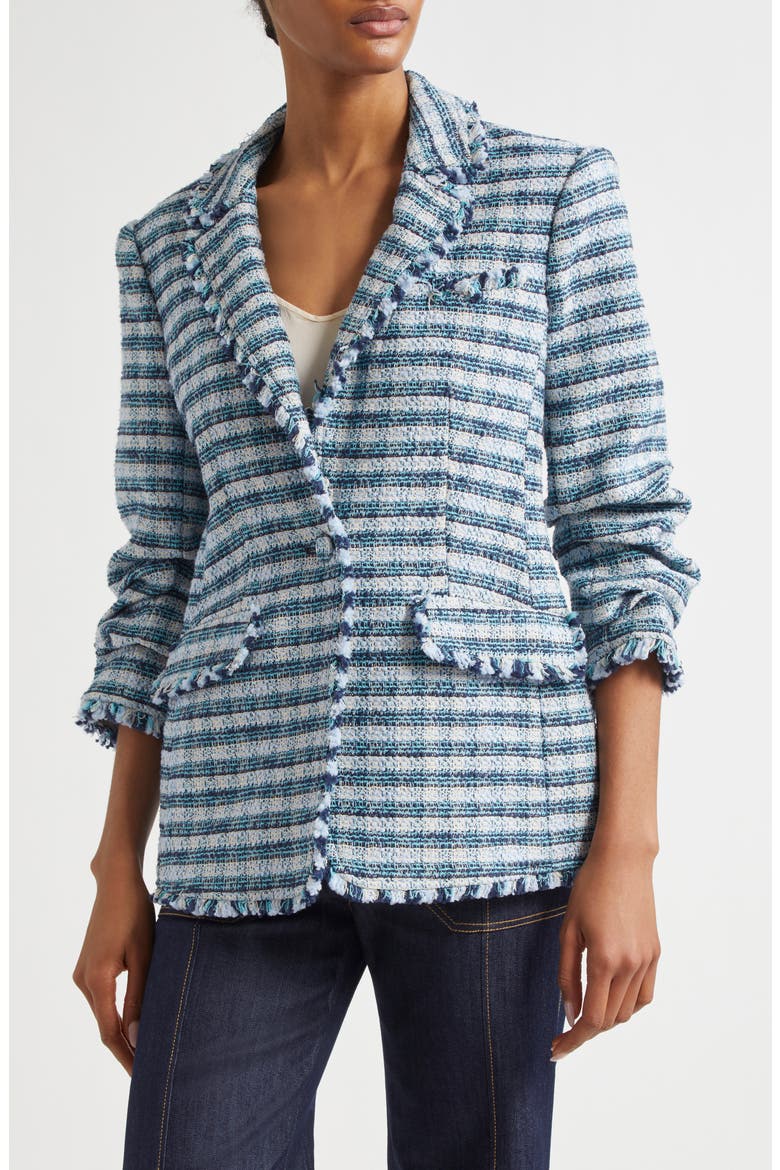 Khloe Stretch Cotton Tweed Blazer, Main, color, NAVY MULTI
