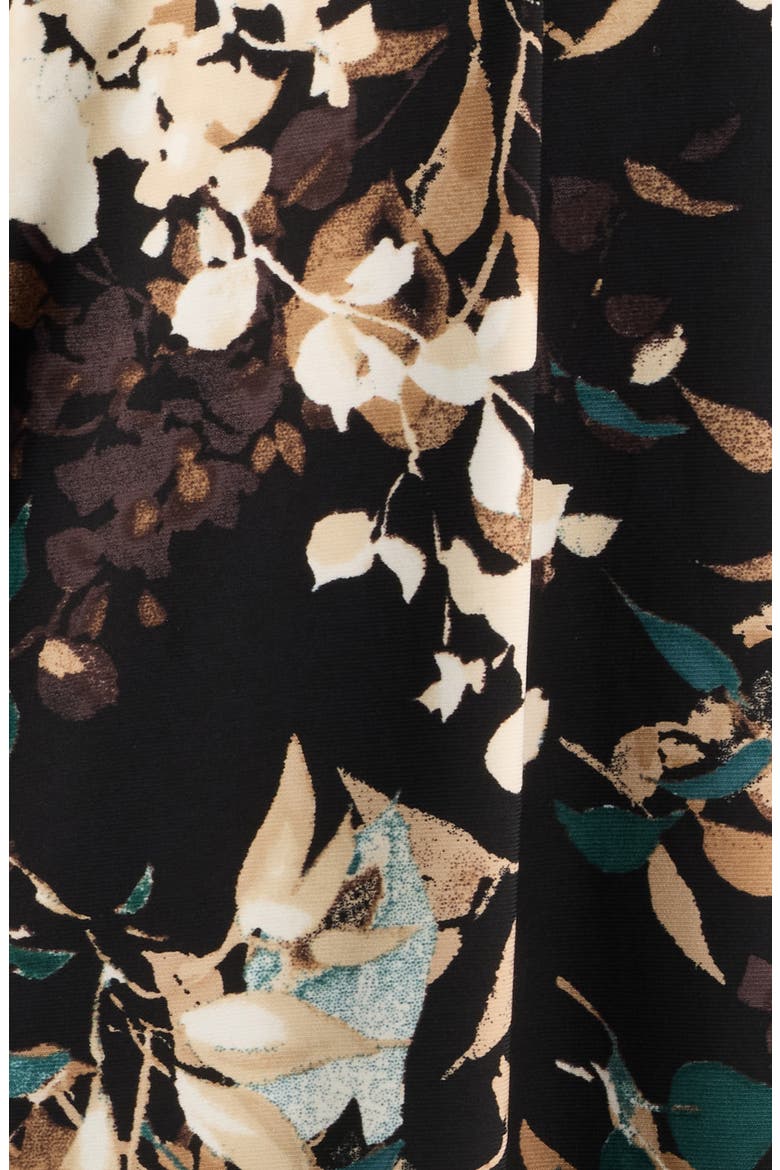 Printed Notched V-Neck Long Sleeve Top, Alternate, color, ANNE BLACK/ TREELINE MULTI