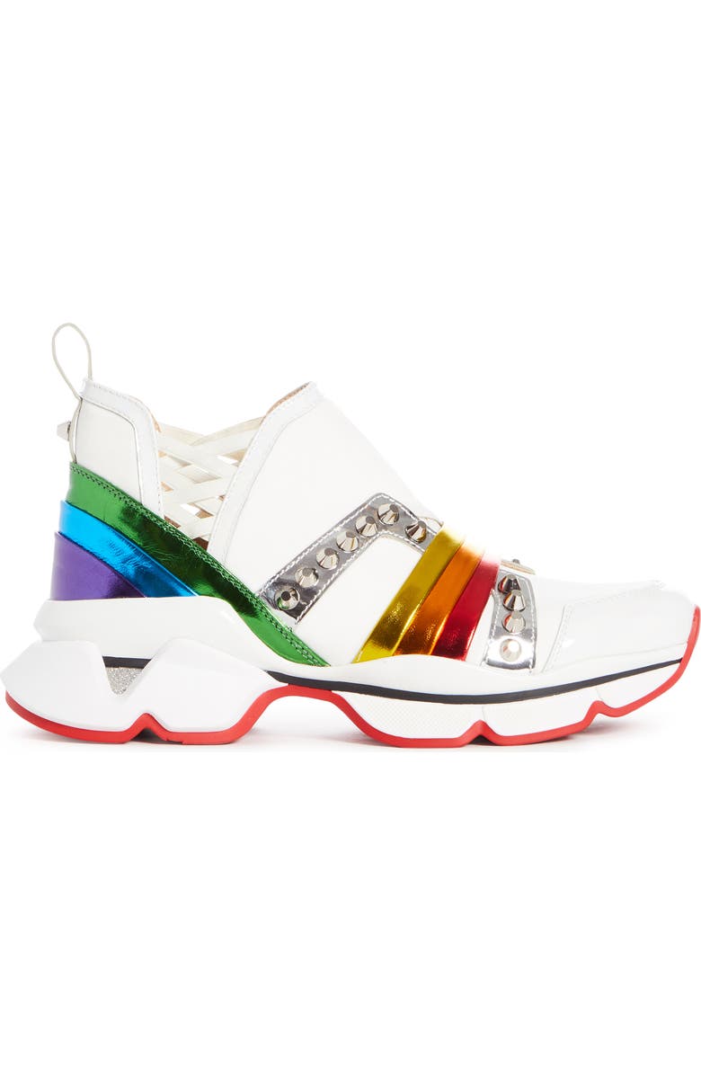 Christian Louboutin 123 Run Studded Rainbow Slip-On Sneaker, Alternate, color,
