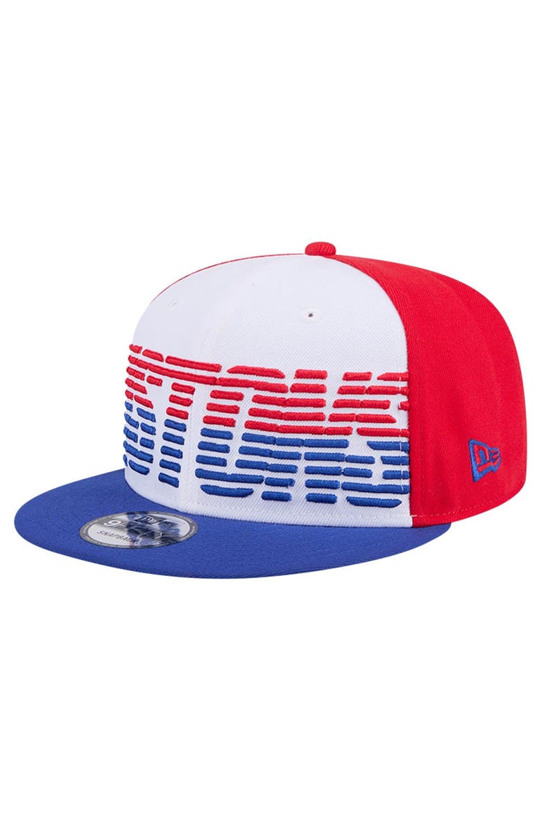 New Era Men's New Era White/Blue Detroit Pistons Throwback Gradient Tech Font 9FIFTY Snapback Hat, Alternate, color, 