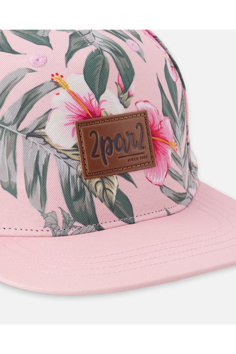 Flat Brim Hibiscus Cap, Alternate, color, Pink Hibiscus Print
