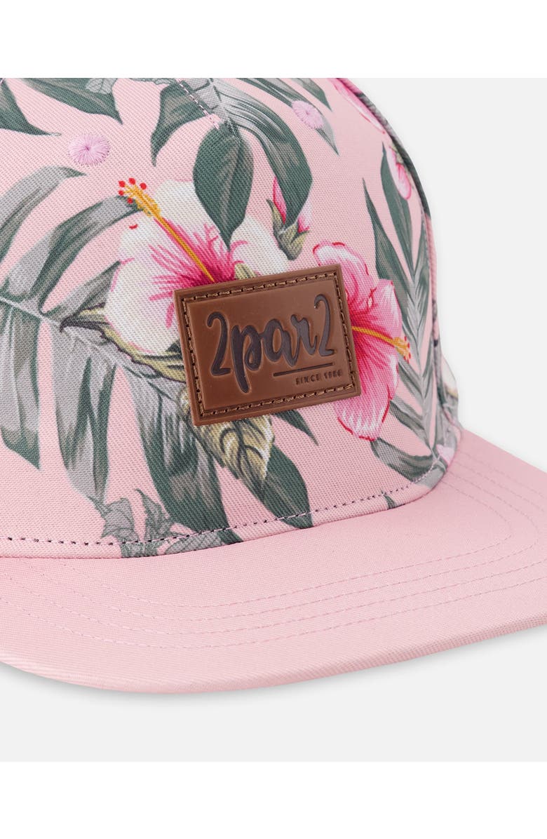 Deux par Deux Flat Brim Hibiscus Print Cap, Alternate, color, Pink Hibiscus Print