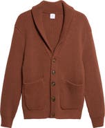 Eleventy Rib Shawl Collar Wool Cardigan