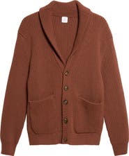 Eleventy Rib Shawl Collar Wool Cardigan