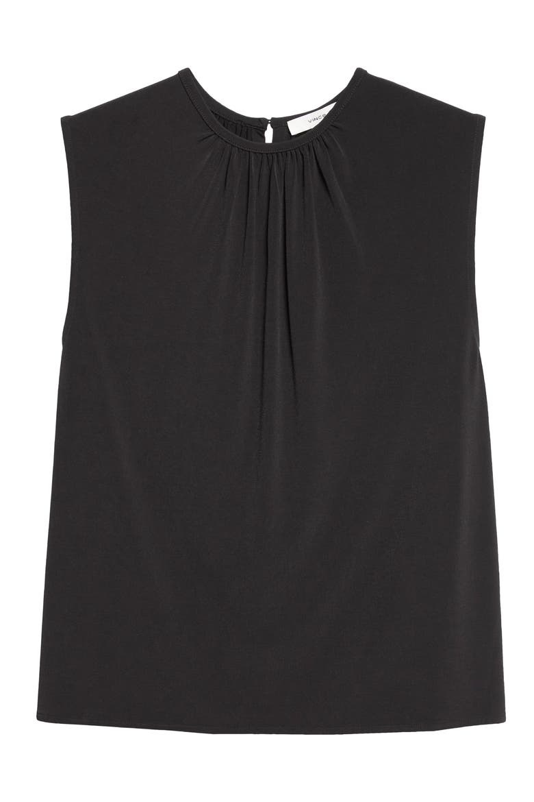 Gathered Jewel Neck Top, Alternate, color, BLACK