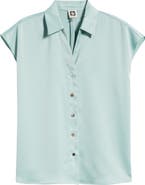 Anne Klein Crepe Button-Up Top