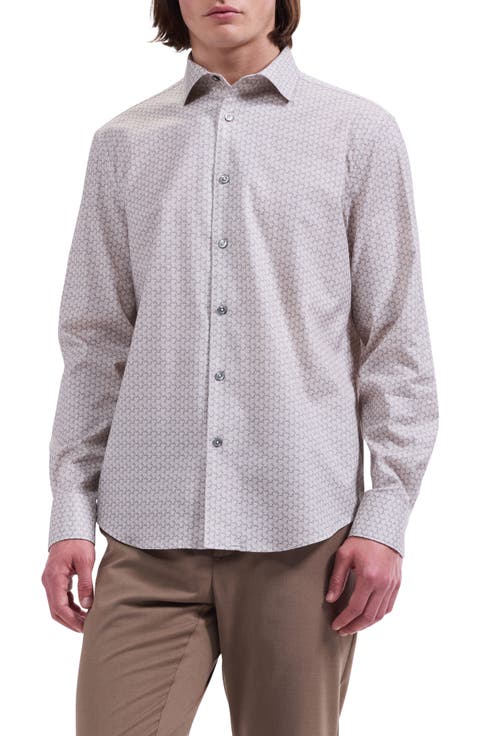 Alvin Shaped Fit Geo Print Button-Up Shirt