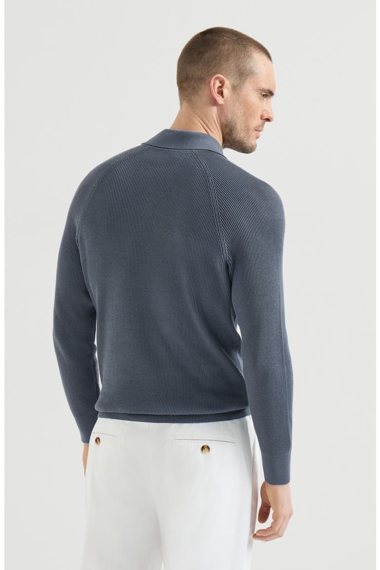 English Rib knit polo, Alternate, color, Lignite Grey