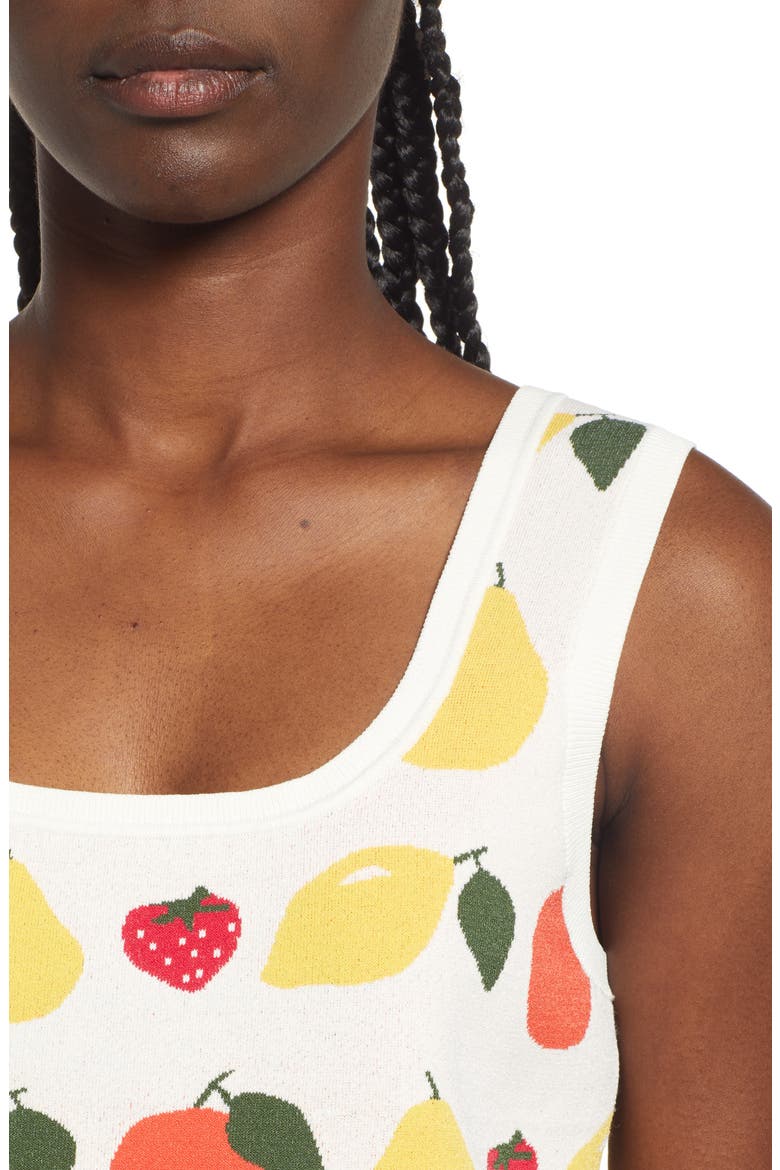 Jacquard Knit Fruit Crop Top, Alternate, color, OFFWHITE W. FRUIT JACQUARD