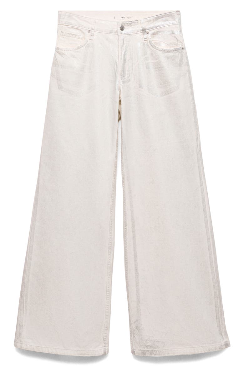 Metallic Finish Wide Leg Jeans, Alternate, color, SILVER