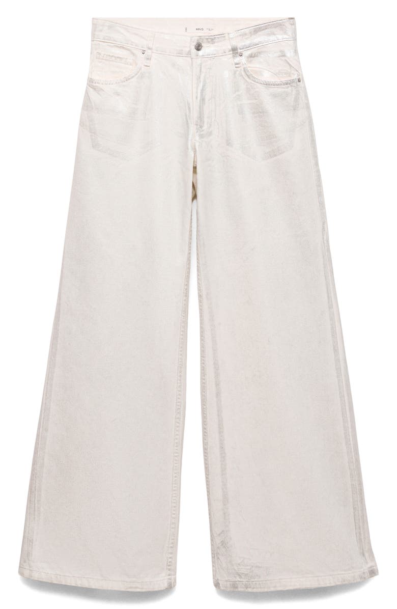 MANGO Metallic Finish Wide Leg Jeans, Alternate, color, 
