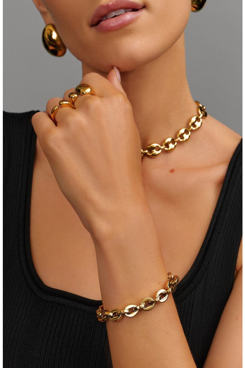 Paperclip Chain Bracelet, Alternate, color, Gold