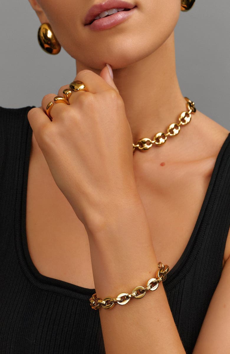 Nialaya Paperclip Chain Bracelet, Alternate, color, Gold