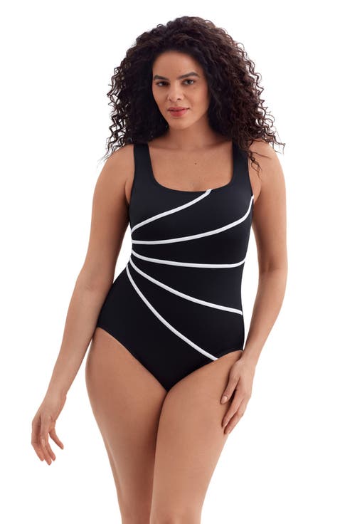 Fan Tank Long Torso One-Piece Swimsuit