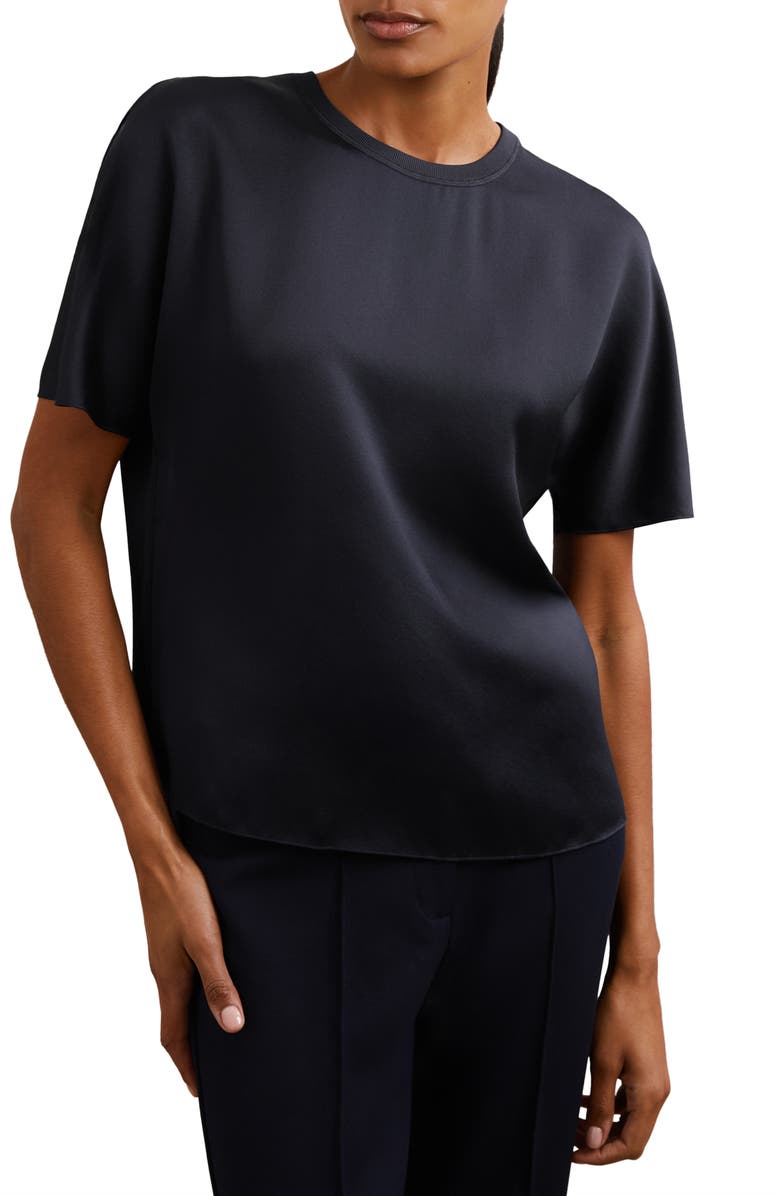 Reiss Lena Silk Top, Main, color, Navy