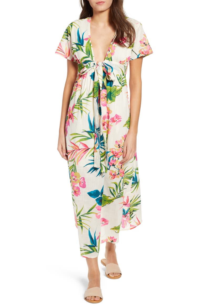 Rolling Seas Print Midi Dress, Main, color, WHITE CAP