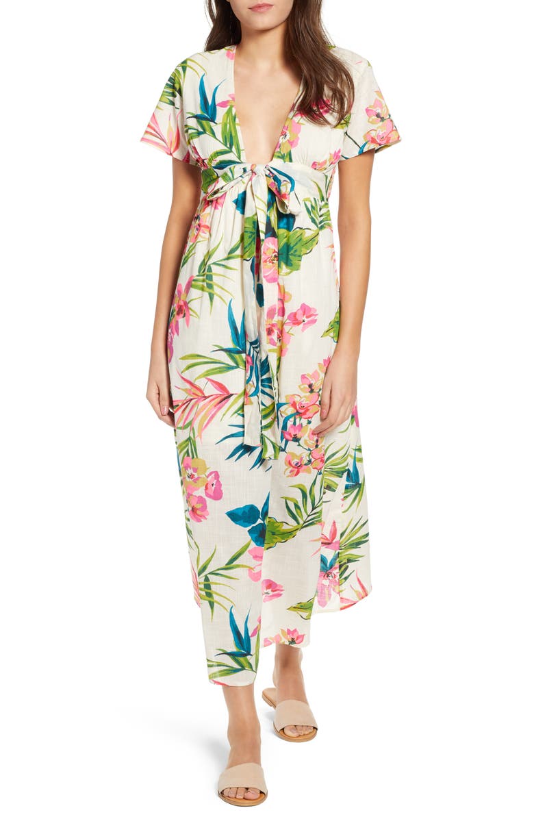 Billabong Rolling Seas Print Midi Dress, Main, color, 