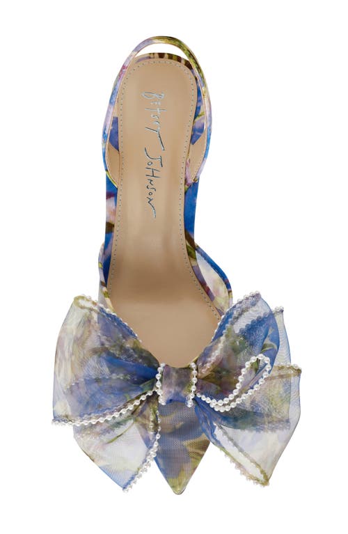 Betsey Johnson Sb-kelli Blue Tulip Floral Bow Pointed-toe Pumps In Blue Tulip