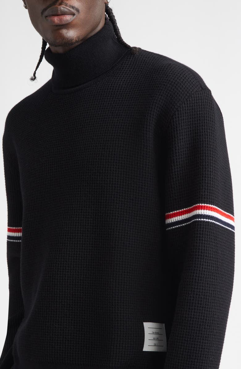 Thom Browne Cashmere Blend Turtleneck Sweater, Alternate, color, Black