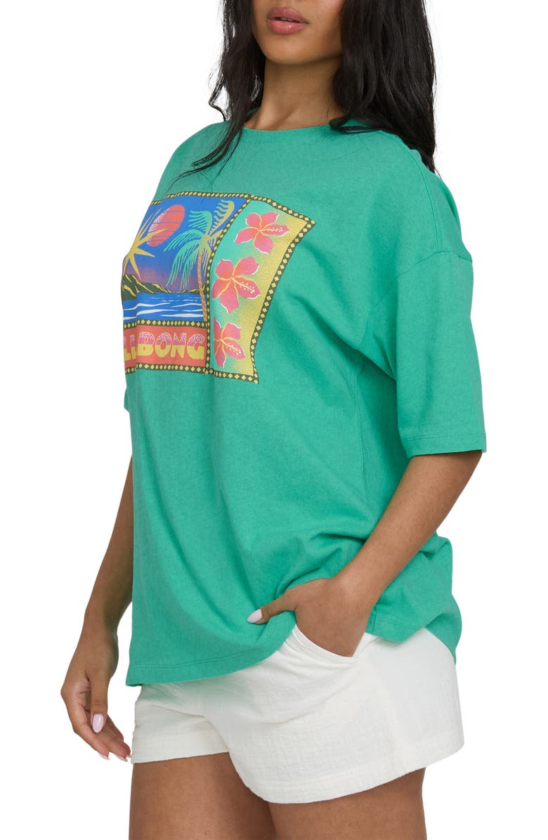 Billabong Summer Heat Cotton Graphic T-Shirt, Alternate, color, Green Tropics