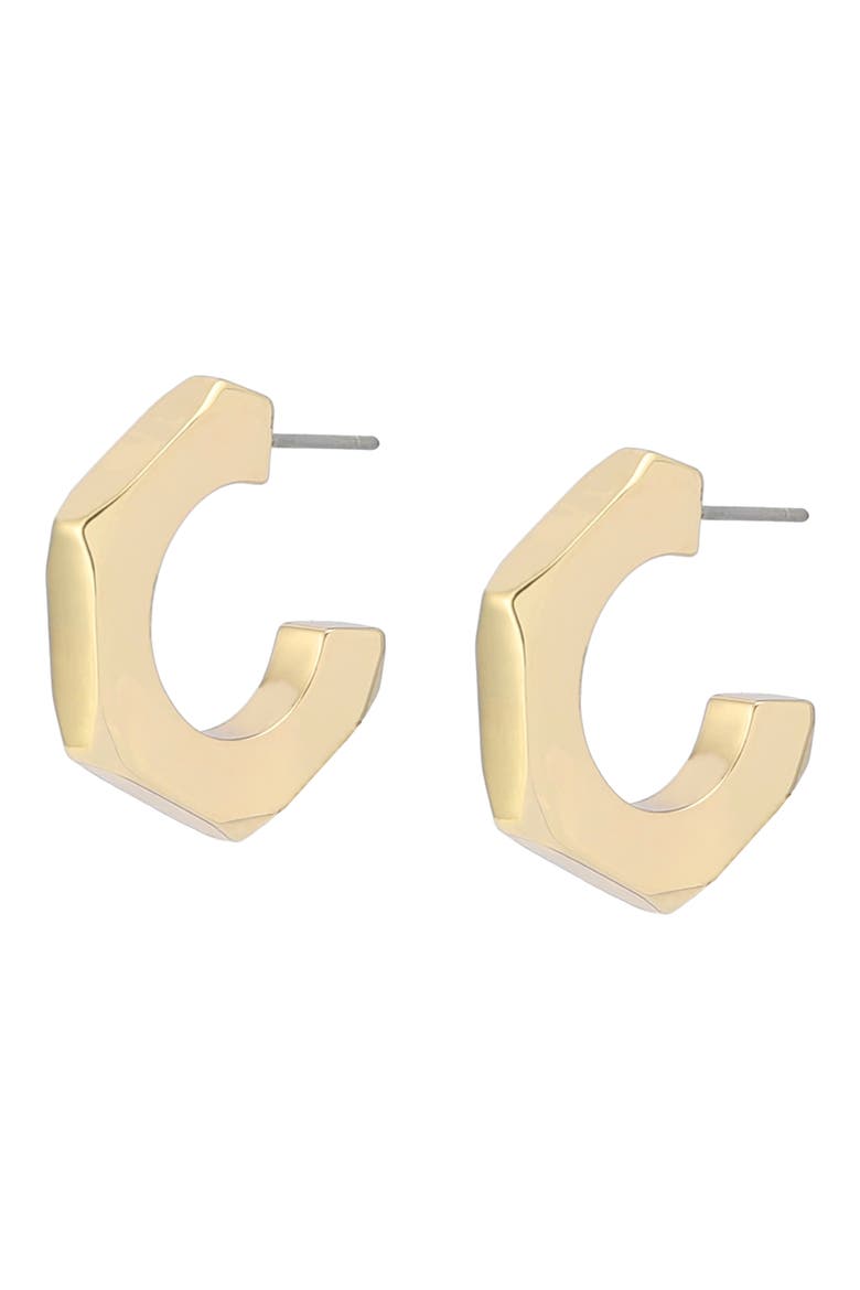 Hex Hoop Earrings, Alternate, color, GOLD
