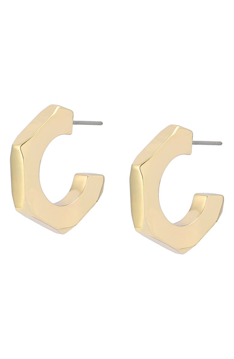 AllSaints Hex Hoop Earrings, Alternate, color, Gold