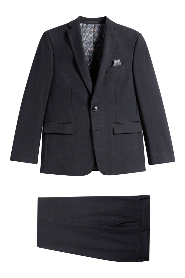 Kids' CheckTwo-Piece Suit, Main, color, DARKBLUE/ BERRY