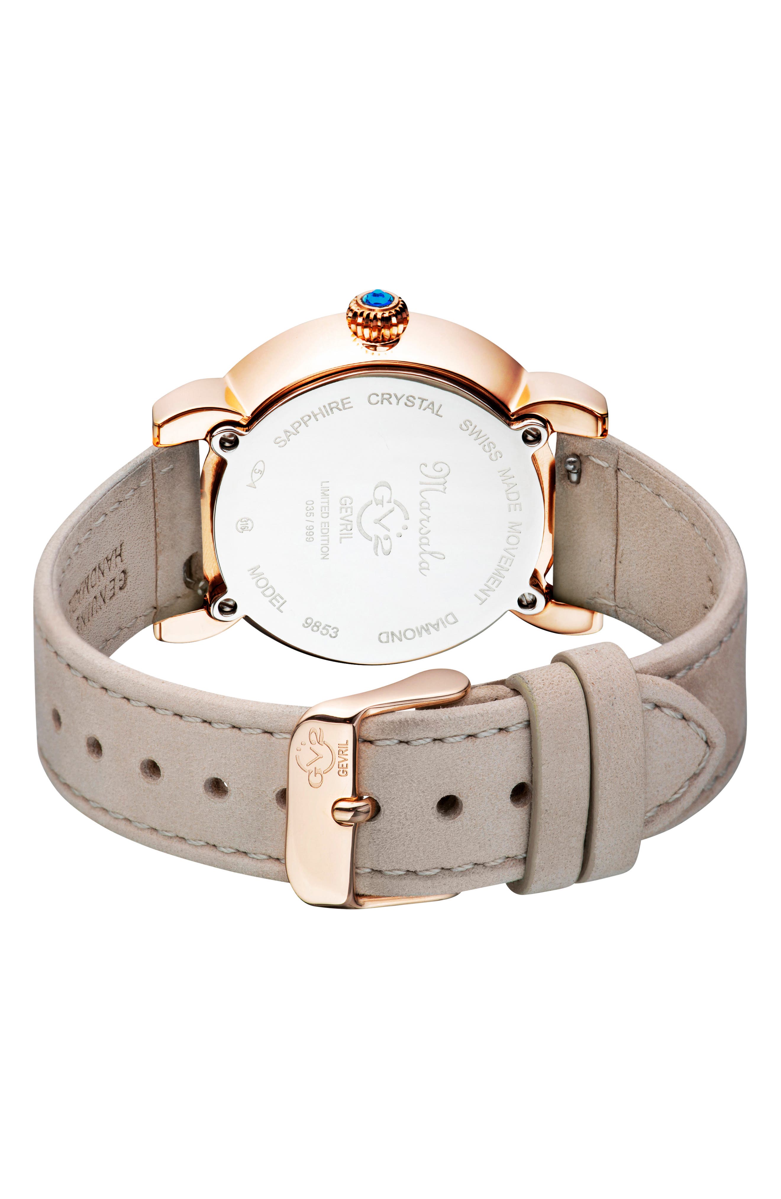Marsala Tortoise Pattern Mother-of-Pearl Dial Diamond Suede Strap Watch, 36mm - 0.045 ctw.