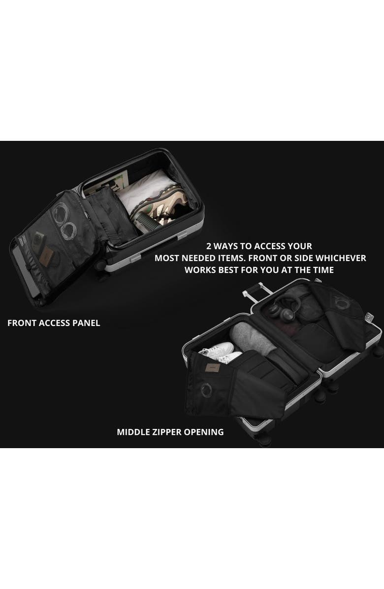 D_b_ Ramverk Pro Hardside 21 Inch Carry On Luggage Spinner with Buckle Closure and Zipper Front Access Pocket, Alternate, color, Black Out