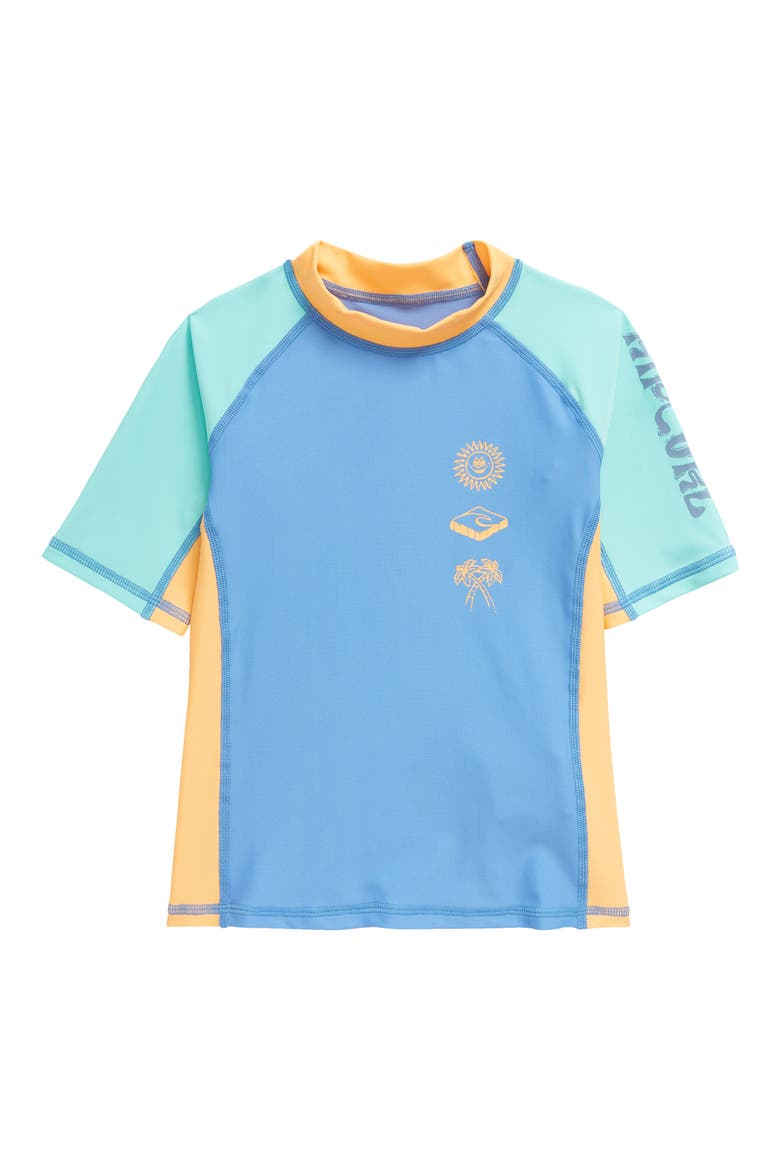 Kids' Mystic Waves Short Sleeve Rashguard, Main, color, BLUE YONDER