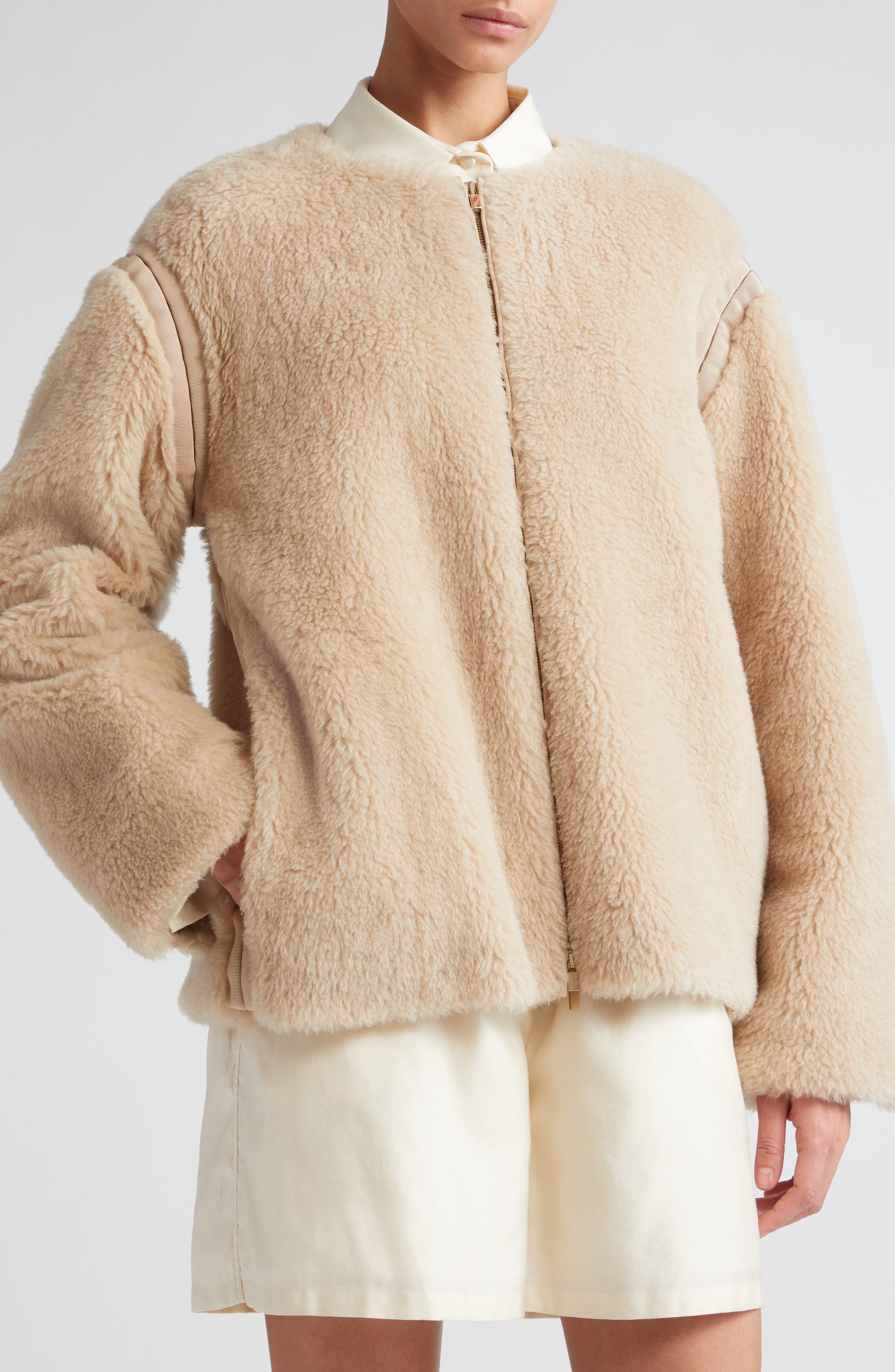 Max Mara Panno Alpaca, Virgin Wool & Silk Fleece Zip Jacket (Women