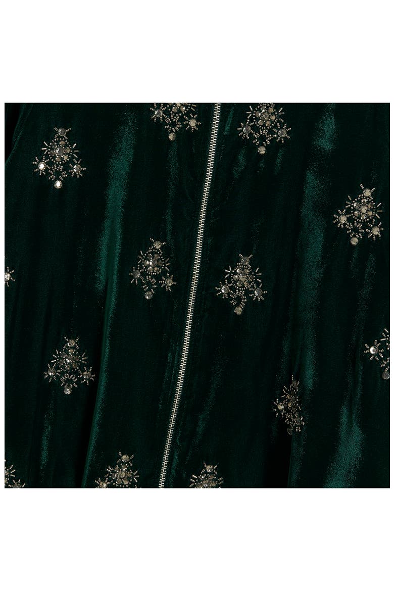 Embellished Velvet Bomber Jacket, Alternate, color, GREEN