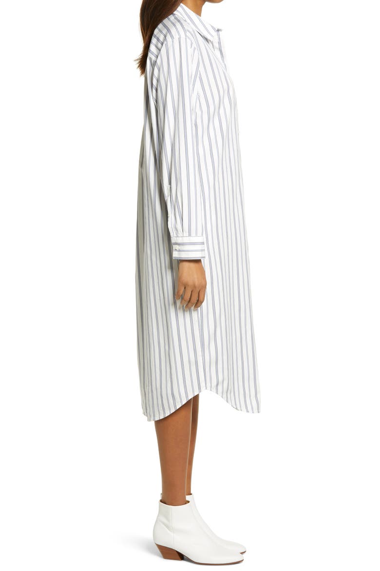 Stripe Long Sleeve Poplin Midi Shirtdress, Alternate, color, IVORY- BLUE LAUREL STRIPE