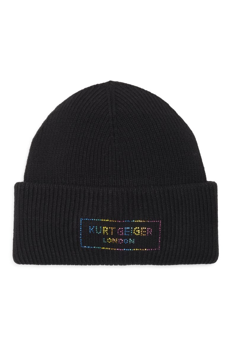 Crystal Logo Beanie, Main, color, BLACK