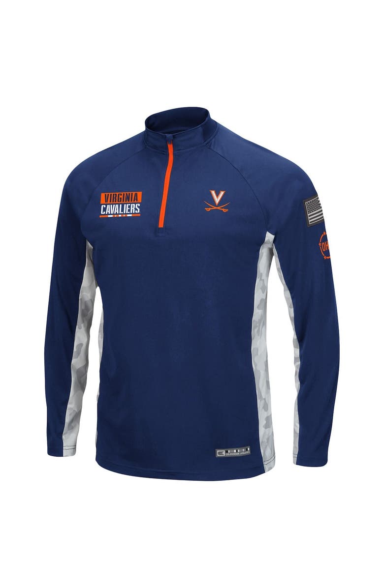 COLOSSEUM Men's Colosseum Navy Virginia Cavaliers OHT Military Appreciation Snow Cruise Raglan 1/4-Zip Jacket, Alternate, color,