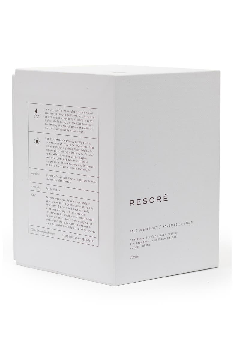 Resorè Set of 2 Washcloths, Alternate, color, WHITE