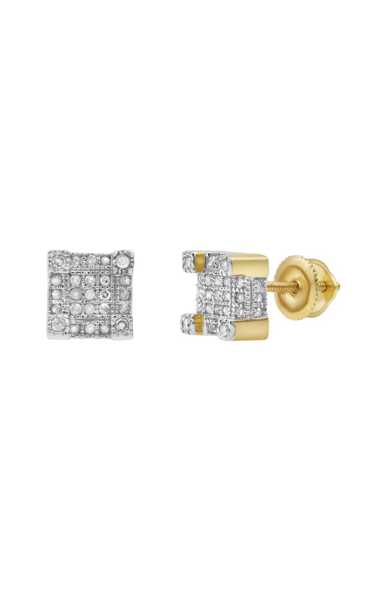 LuvMyJewelry Square 10K Yellow Gold Diamond Stud Earrings - 0.25ct., Main, color, 10K Yellow Gold