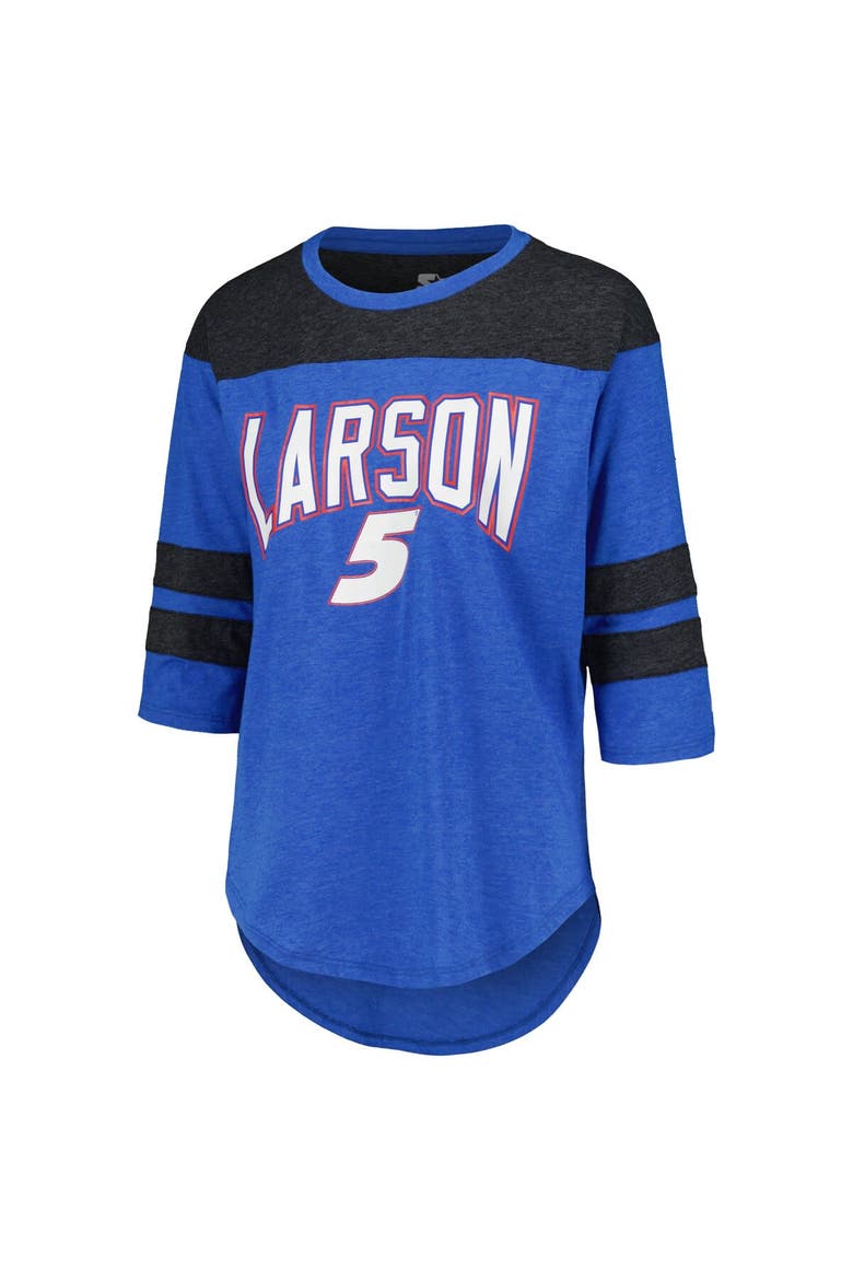 Women's Starter Blue Kyle Larson Full Back Block 3/4-Sleeve Tri-Blend Top, Alternate, color, Blue